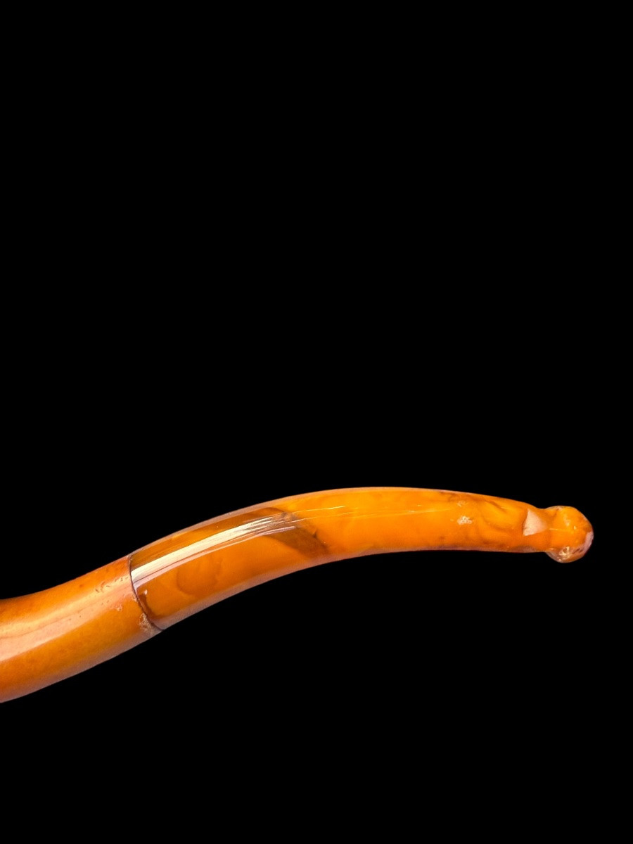 Pipe en écume de mer et ambre avec une tête de chevalle - européen - 19e siècle-photo-3