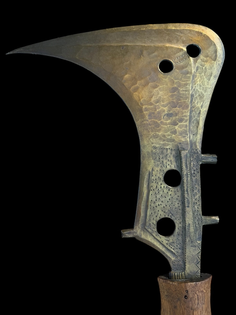 Rare Brass Knife/sword From The 'mangbetu' Tribe Of Congo - Africa - Early 20th Century-photo-1