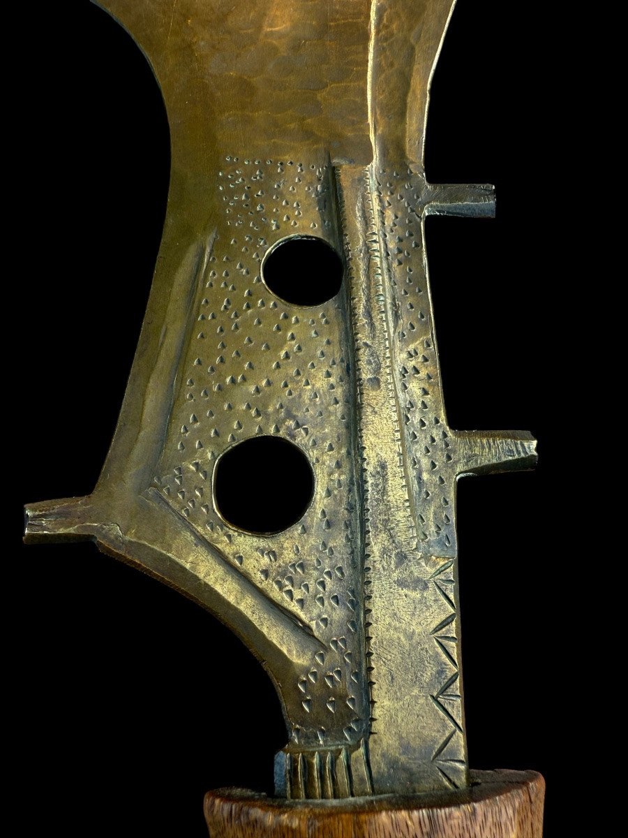 Rare Brass Knife/sword From The 'mangbetu' Tribe Of Congo - Africa - Early 20th Century-photo-5
