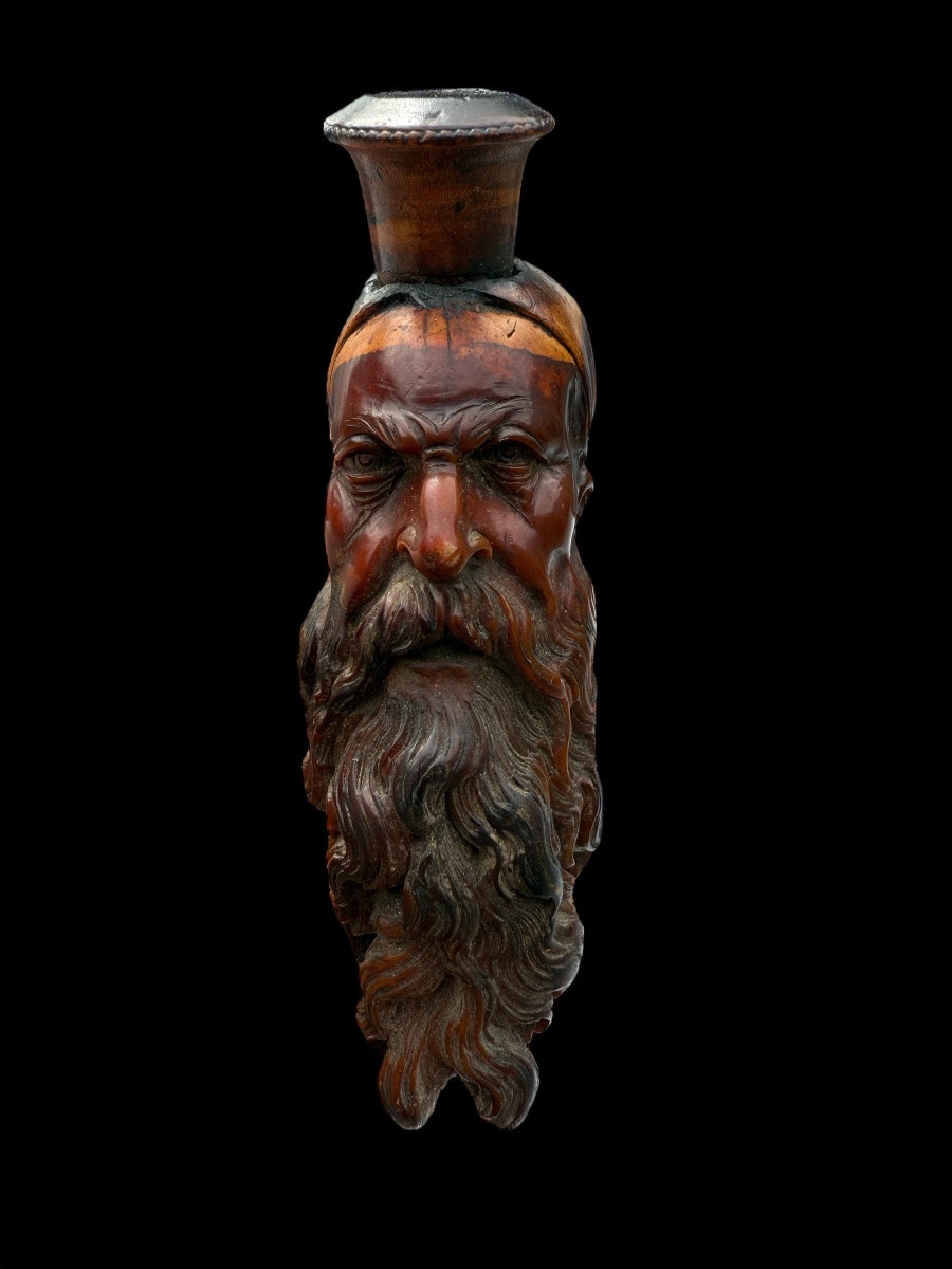 Pipe en écume de mer et ambre avec un homme avec une barbe - Belgique - fin du 19e siècle-photo-2