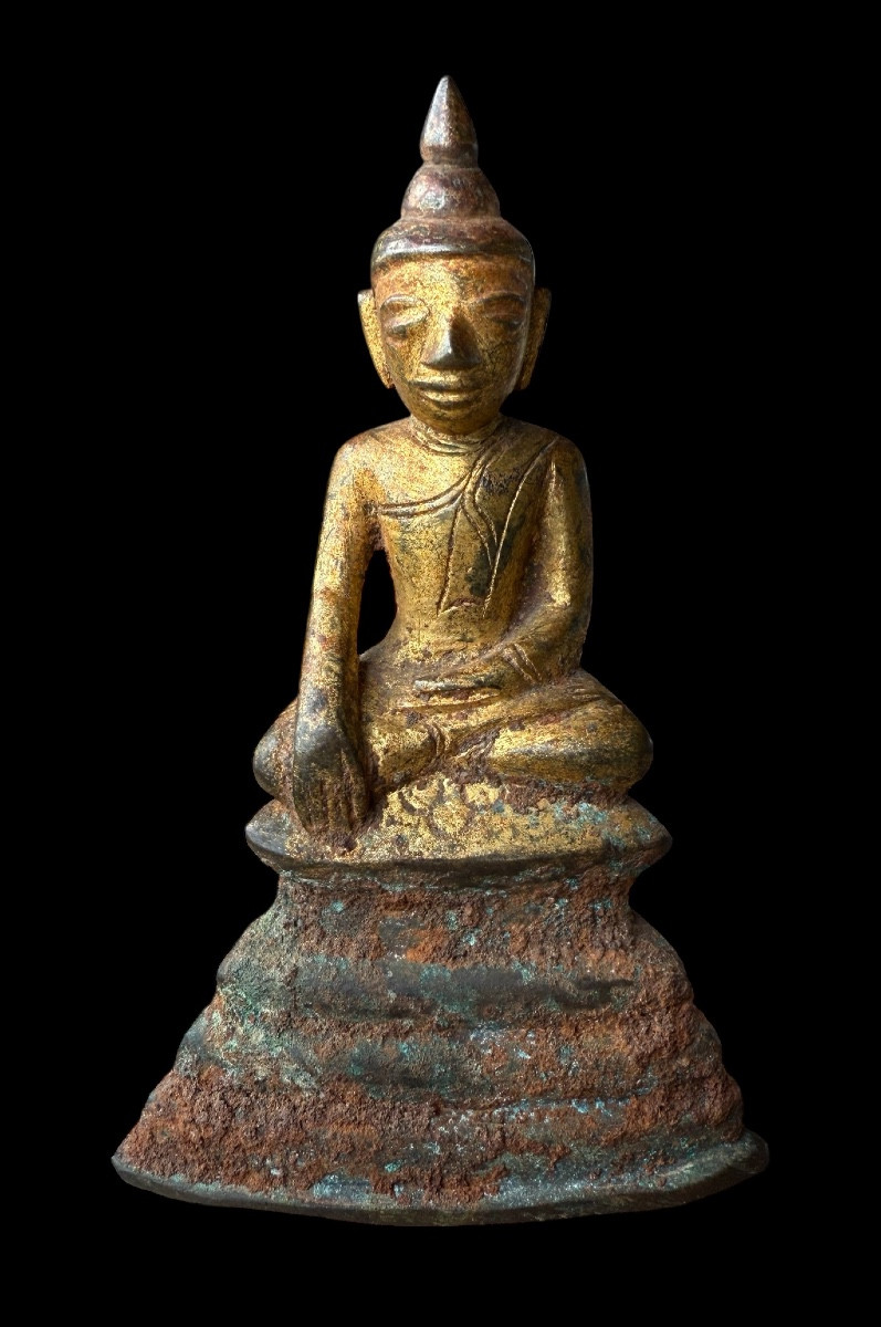 Seated Buddha In Gilded Bronze, 'shan' Style – Burma – Early 19th Century
