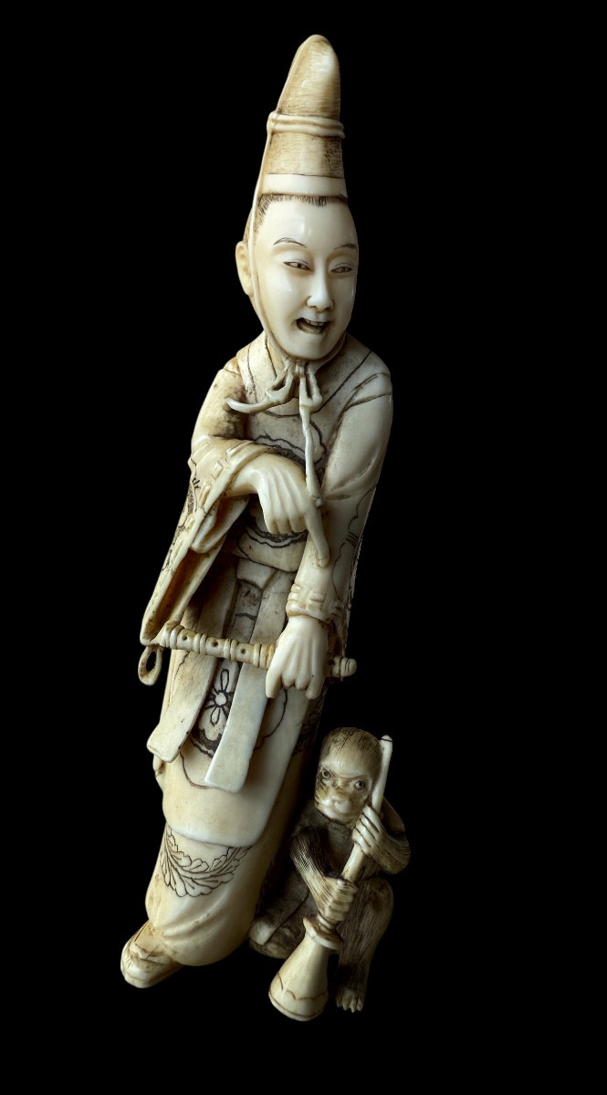 Japanese Okimono Of A Monkey Trainer, Meiji Period – Japan – 19th Century