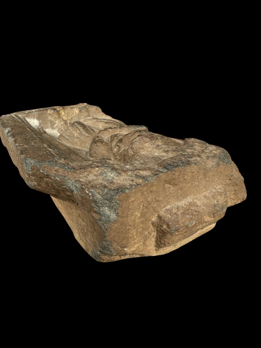 Fragment en pierre, orné d’un personnage en relief style Roman tardif/début gothique-12e siècle-photo-4