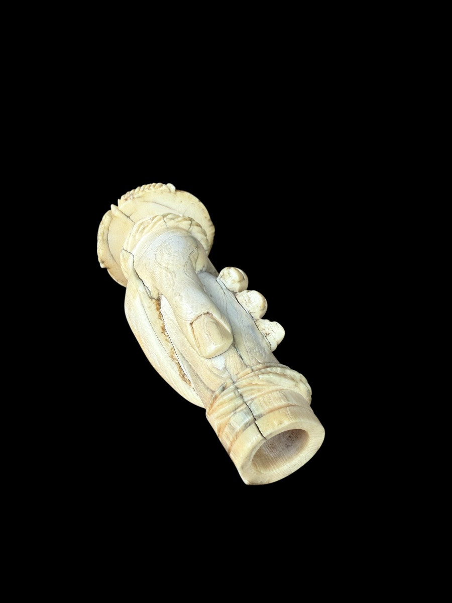 Cane Handle With Two Carved Hands - European - 19th Century-photo-2