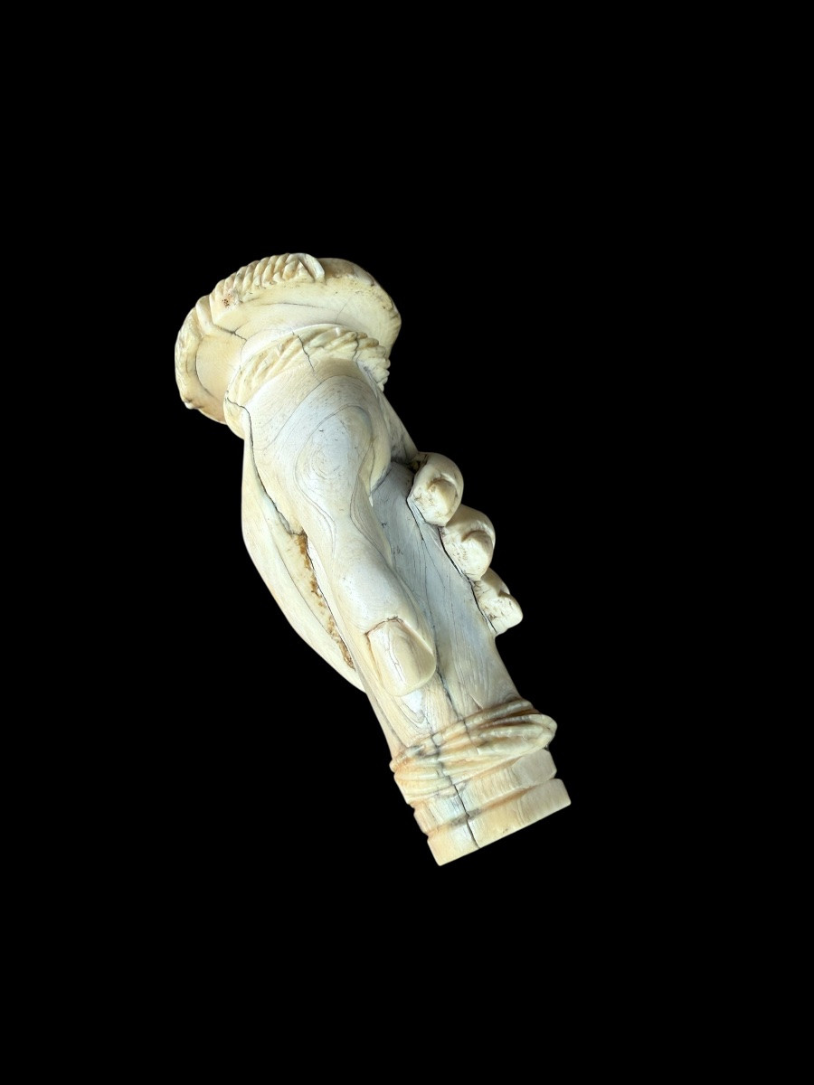 Cane Handle With Two Carved Hands - European - 19th Century-photo-3