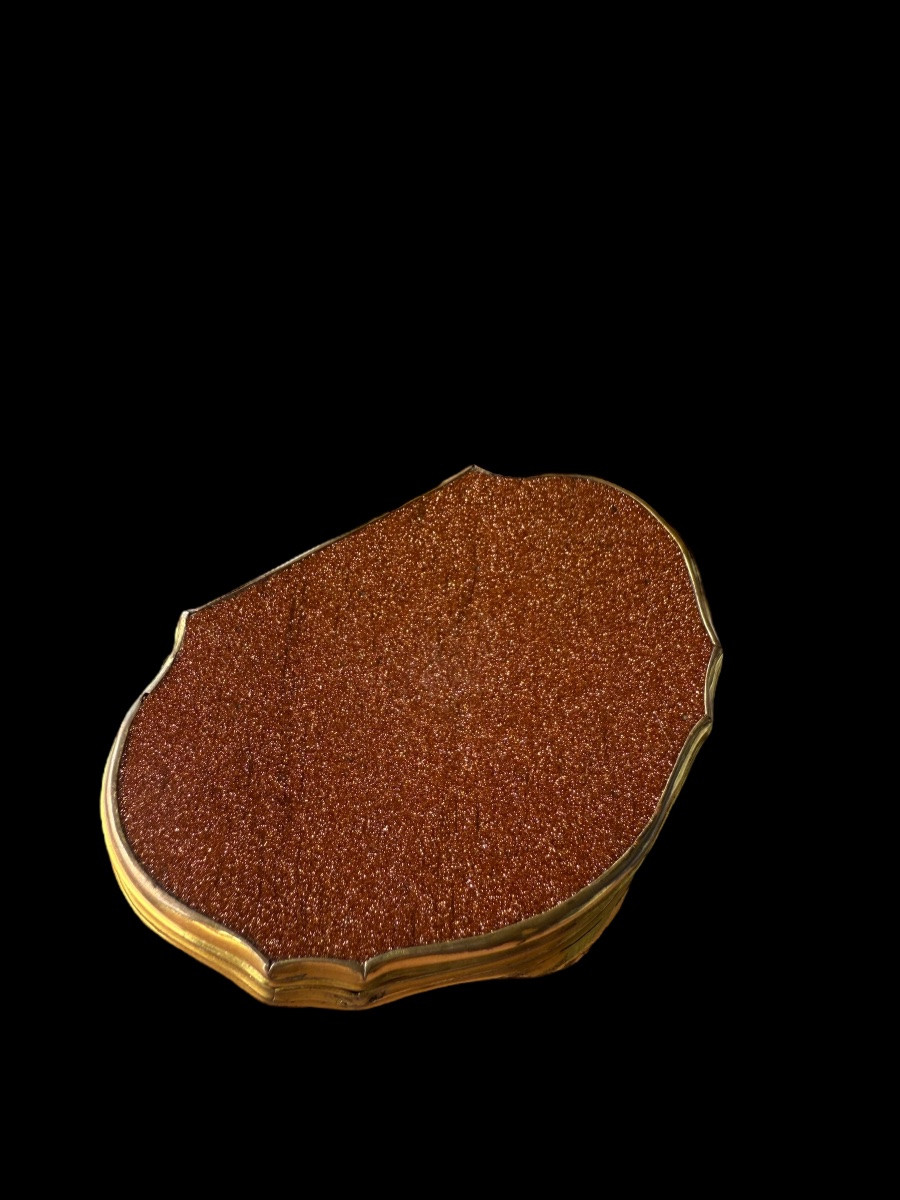 Snuff Or Tobacco Box In Agate And Aventurine Glass With Pompom Mount - European - 18th Century-photo-1