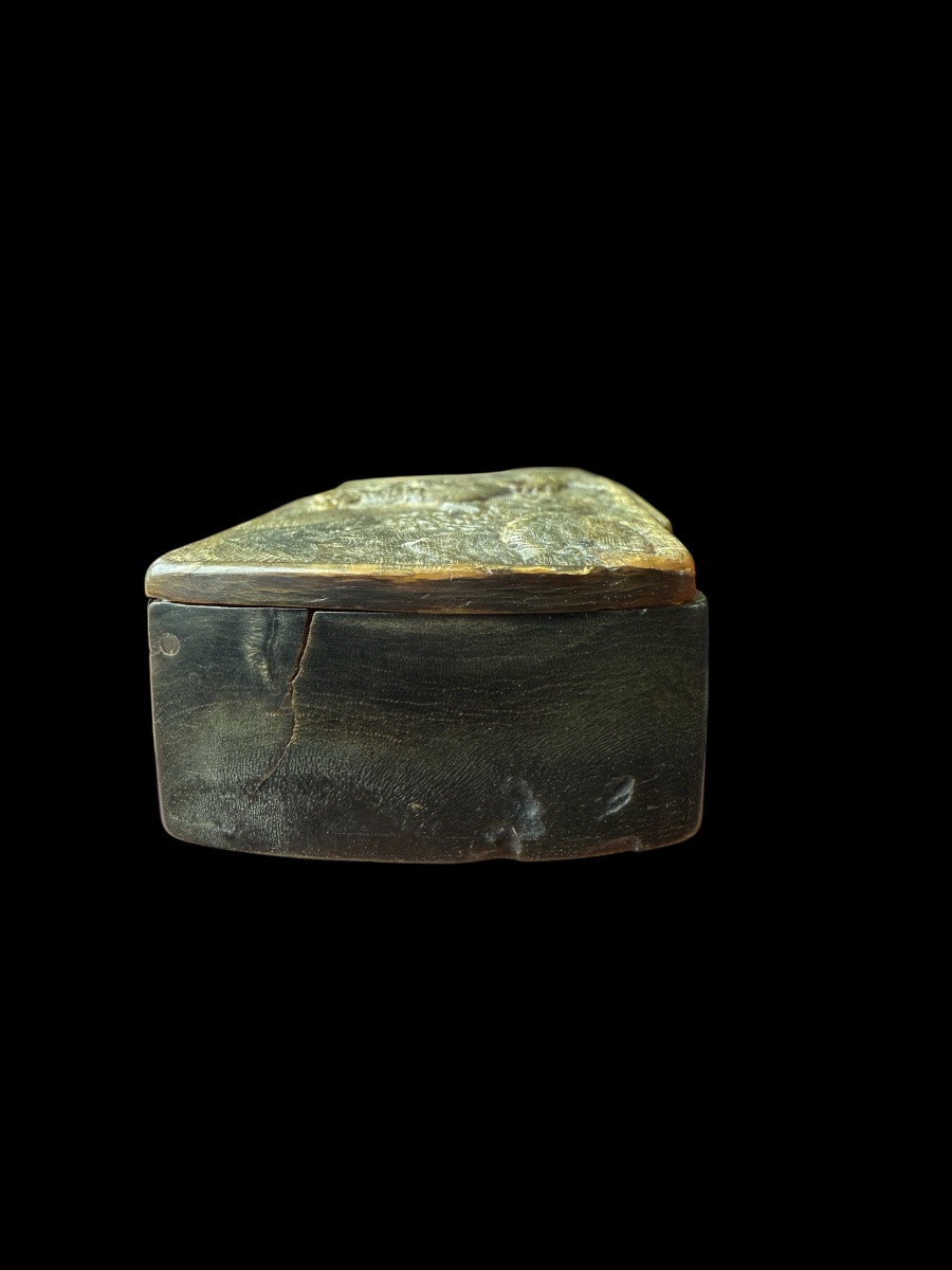Pressed Horn Snuff Box With 'napoleon Bonaparte' Scene - France - 19th Century-photo-5