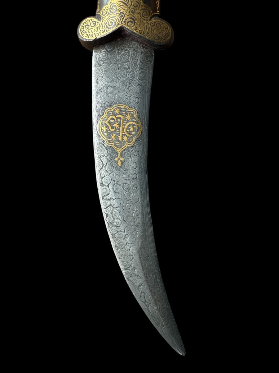 Indo-persian Horse Head Dagger 'khanjar' Steel With Gold 'koftgari' - 19th/20th Century-photo-3