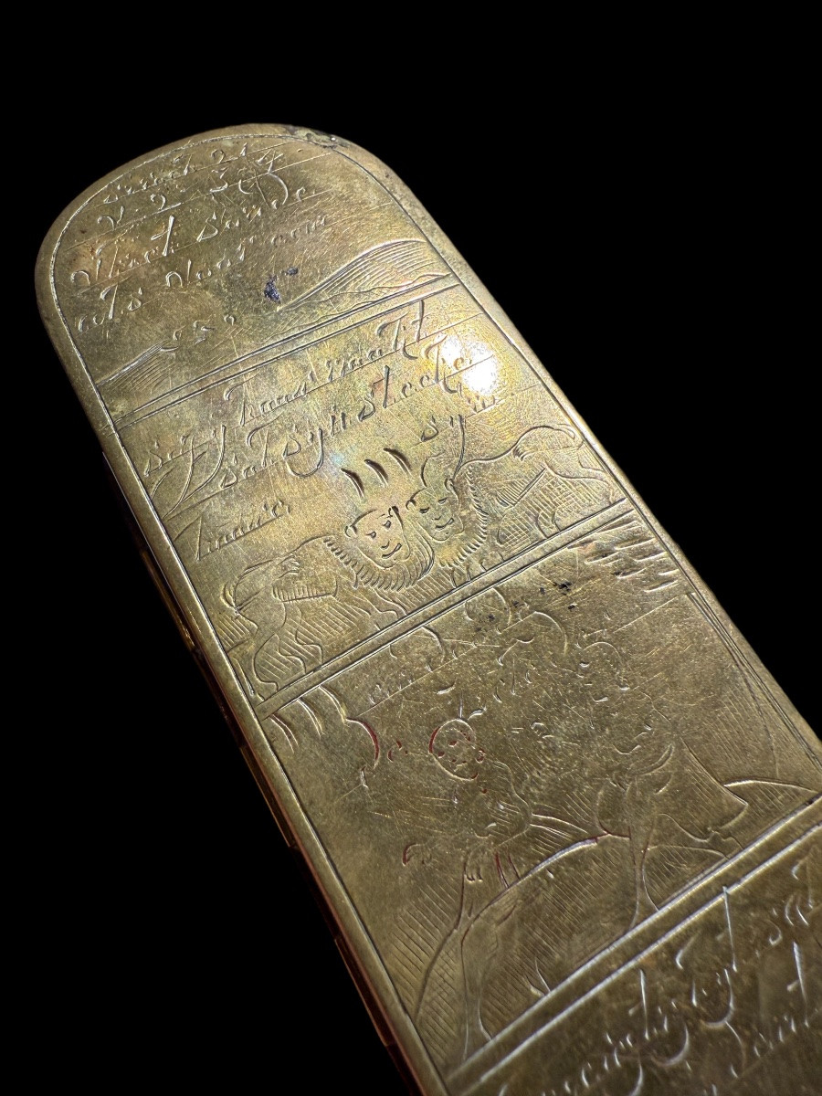 Copper And Brass Tobacco Box/snuffbox With A Story In 8 Parts - Holland - 18th C.-photo-1