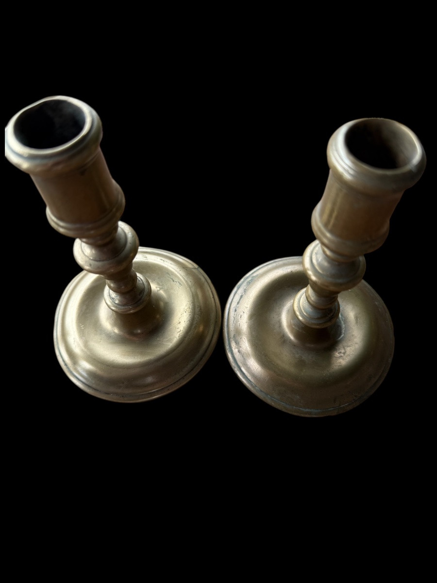 Pair Of Bronze Candlesticks - France - Early 18th Century-photo-2