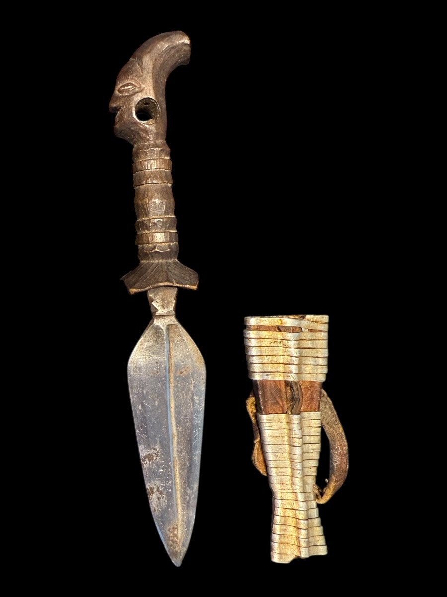 Rare Miniature Knife/sword From The 'mangbetu' Tribe Of Congo - Africa - Early 20th Century-photo-1