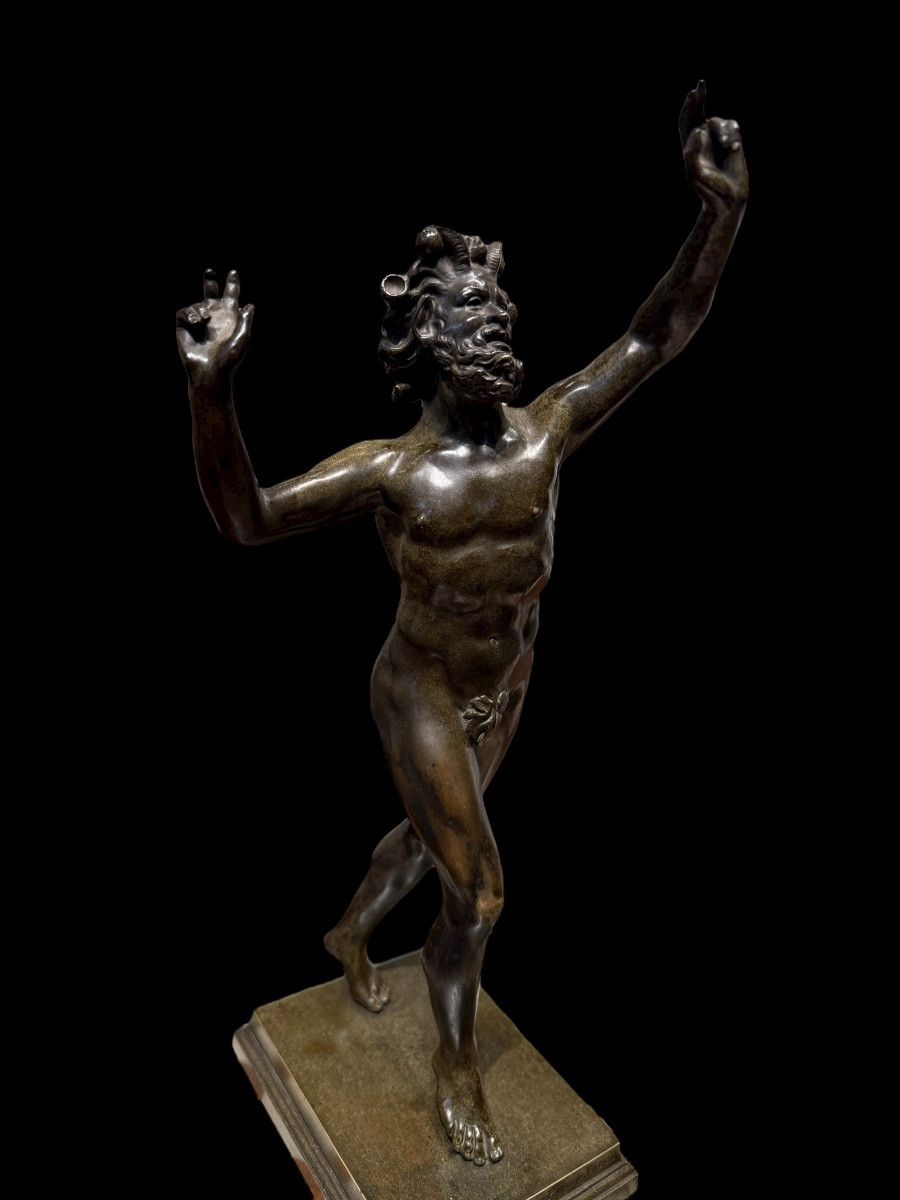 Bronze Statue 'the Dancing Faun' Souvenir Of The Grand Tour - Italy - Late 19th Century-photo-3