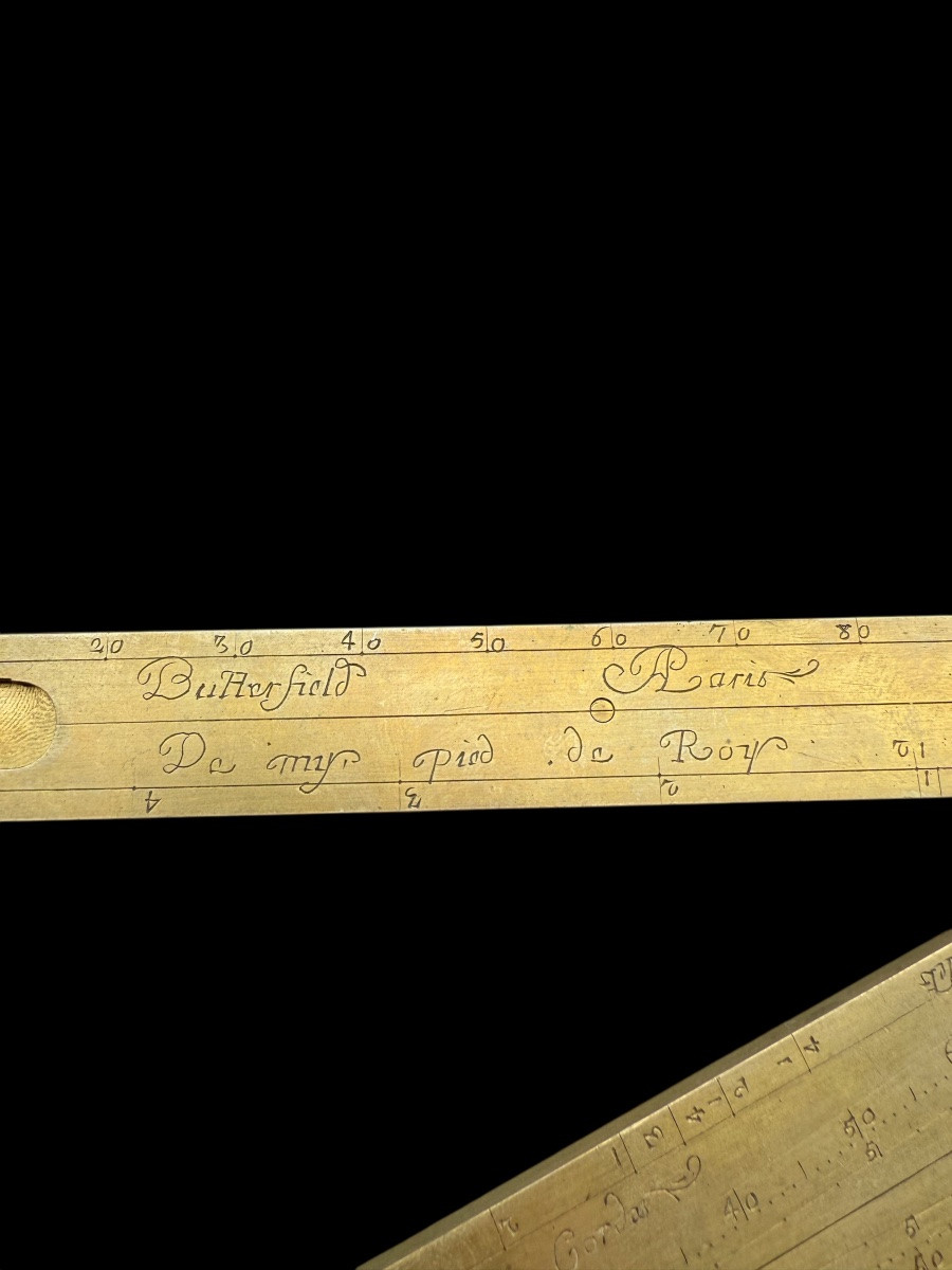Brass Proportional Compass And 'royal Foot' By 'butterfield' - Paris, France - 18th Century-photo-2