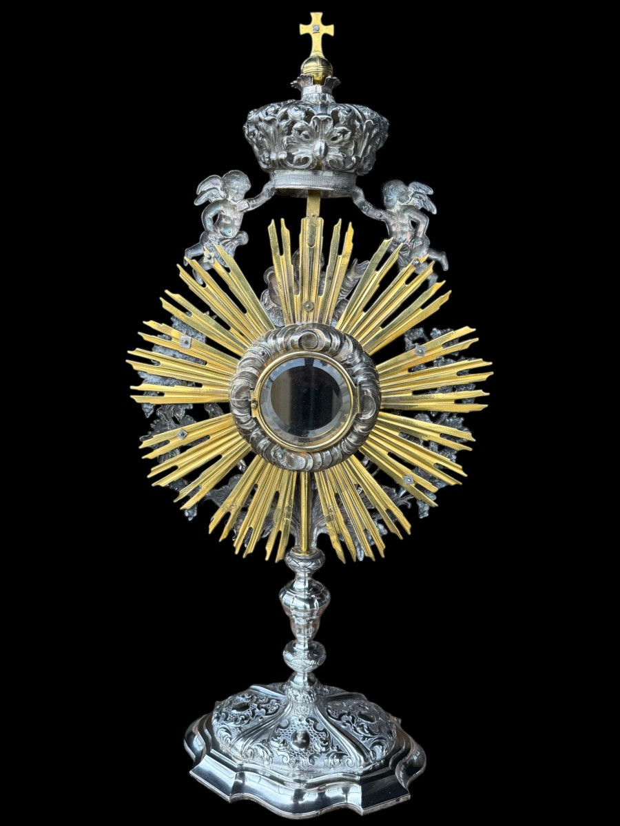 Ostensoir/Monstrance ‘Liège’ baroque en argent massif et vermeil-Belgique - 18e siècle -photo-7