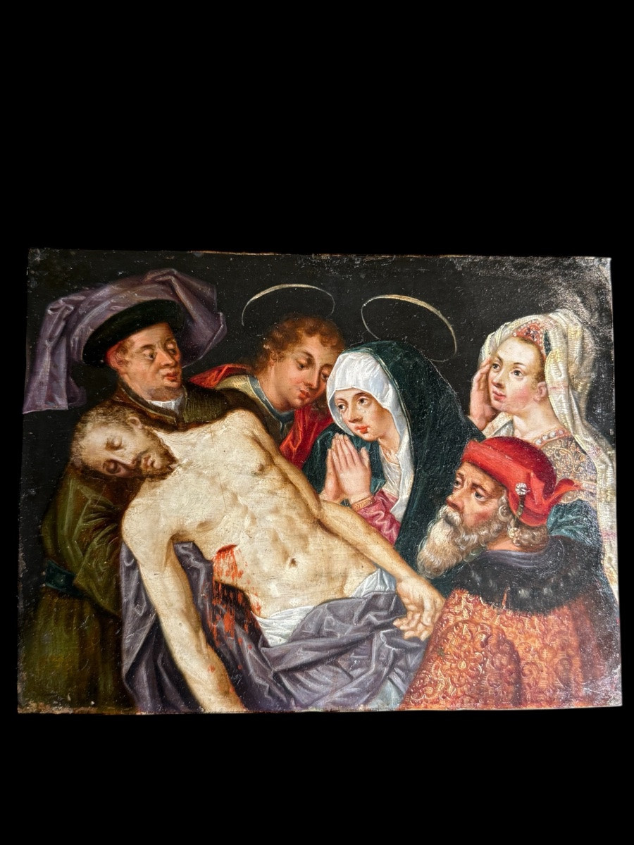 Oil On Copper 'the Lamentation Of Christ' Workshop/circle Of Frans Francken I-antwerp-16th Century-photo-1