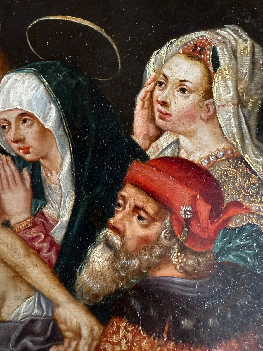 Oil On Copper 'the Lamentation Of Christ' Workshop/circle Of Frans Francken I-antwerp-16th Century-photo-2
