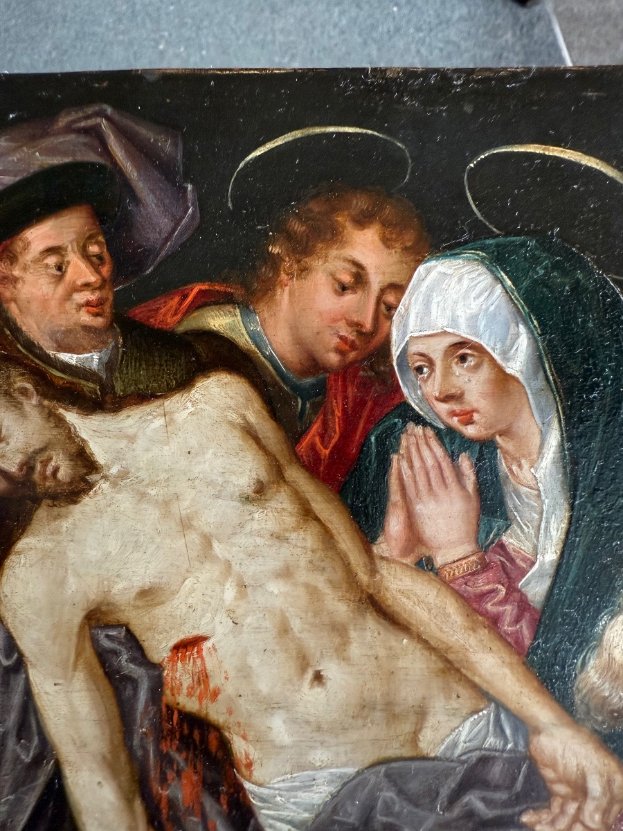 Oil On Copper 'the Lamentation Of Christ' Workshop/circle Of Frans Francken I-antwerp-16th Century-photo-3