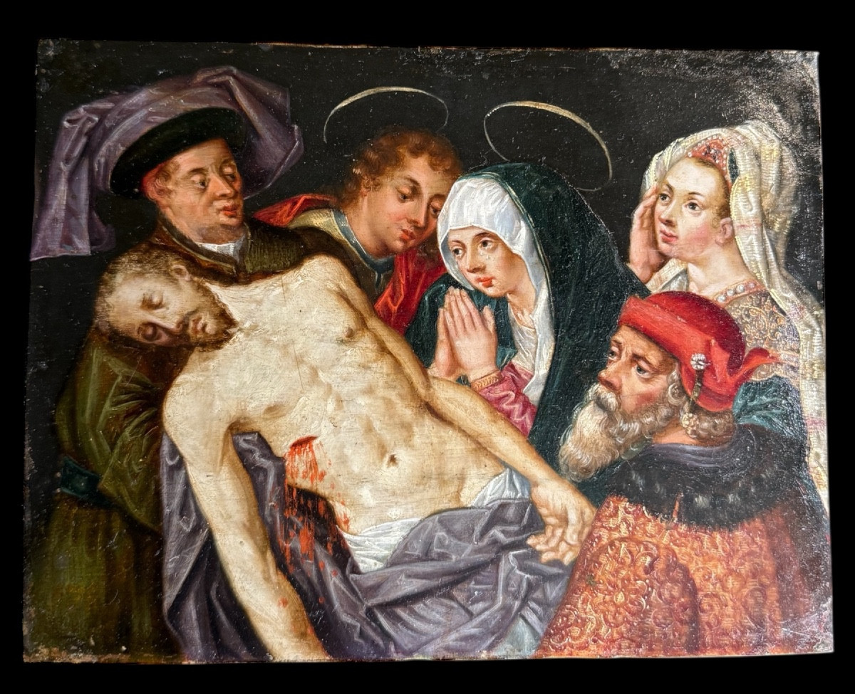 Oil On Copper 'the Lamentation Of Christ' Workshop/circle Of Frans Francken I-antwerp-16th Century