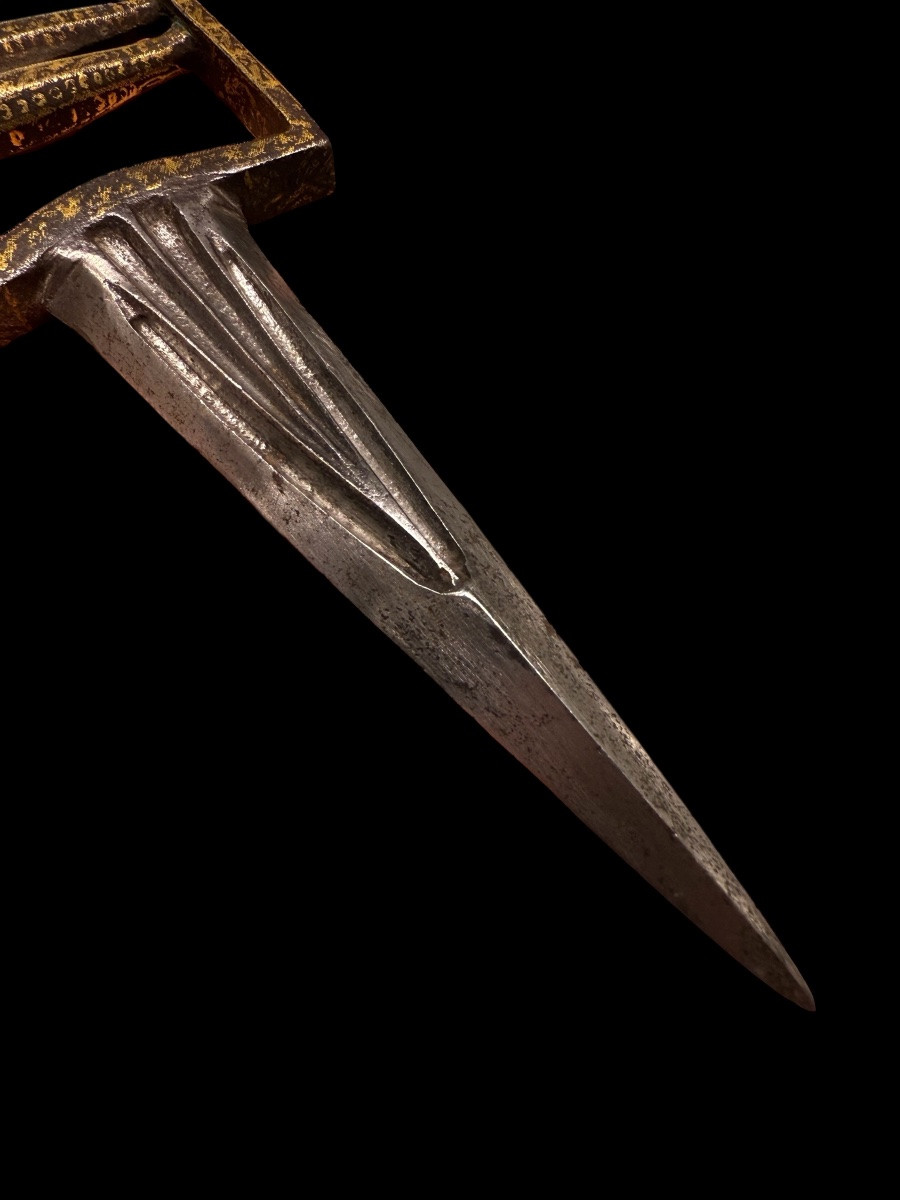 Katar Knife/sword In Gold-damascened Steel (koftgari) - India - 18th Century-photo-1