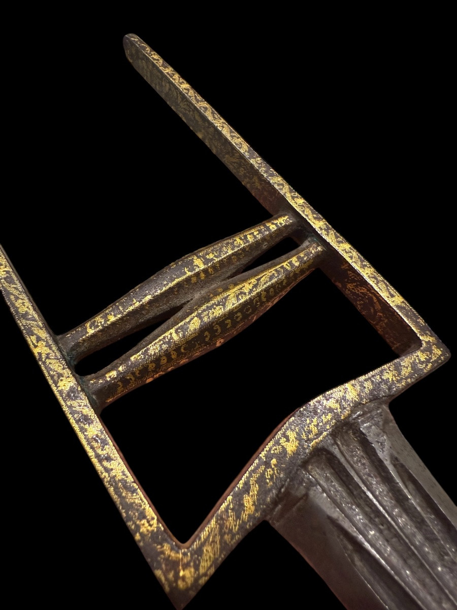 Katar Knife/sword In Gold-damascened Steel (koftgari) - India - 18th Century-photo-2