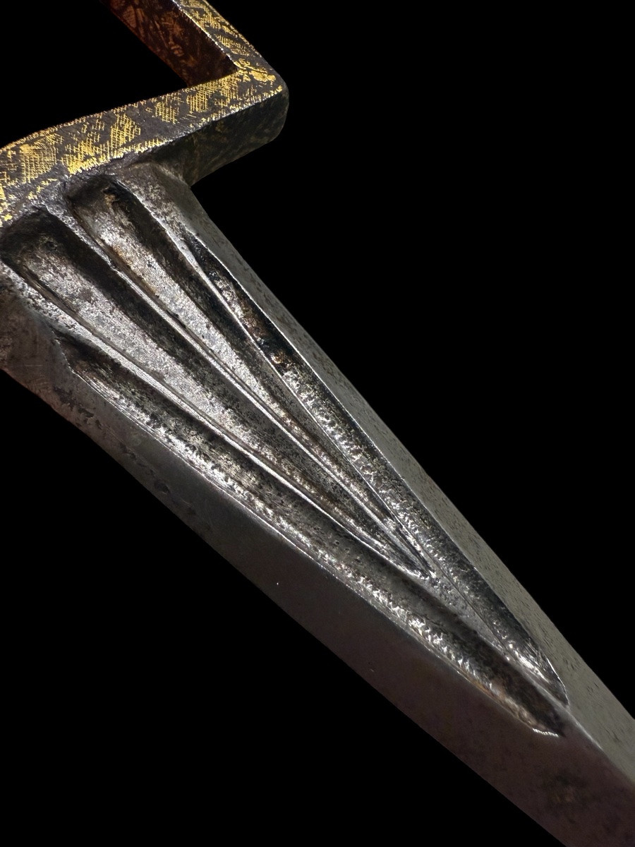 Katar Knife/sword In Gold-damascened Steel (koftgari) - India - 18th Century-photo-6