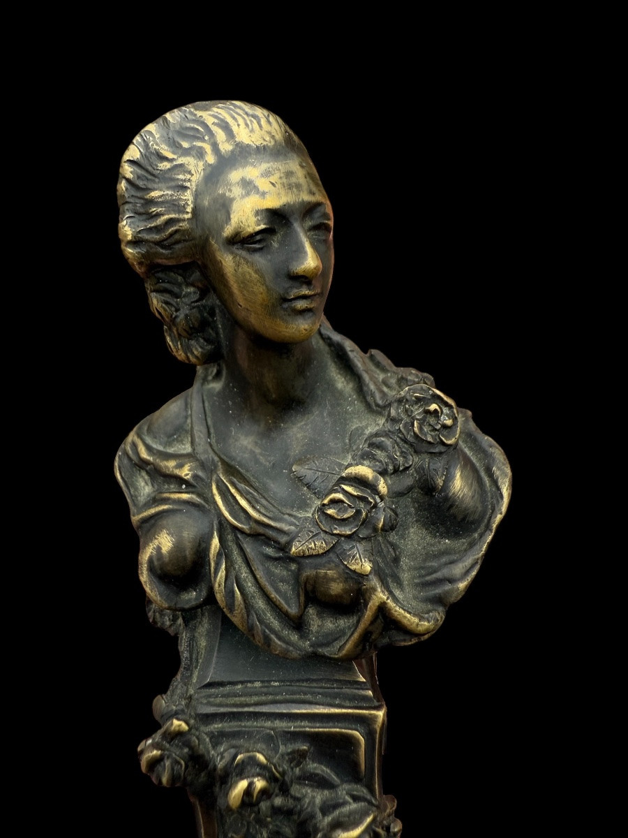 Bronze Sealing Wax Seal With The Buste Of Marie Antoinette - France - 19th Century-photo-1