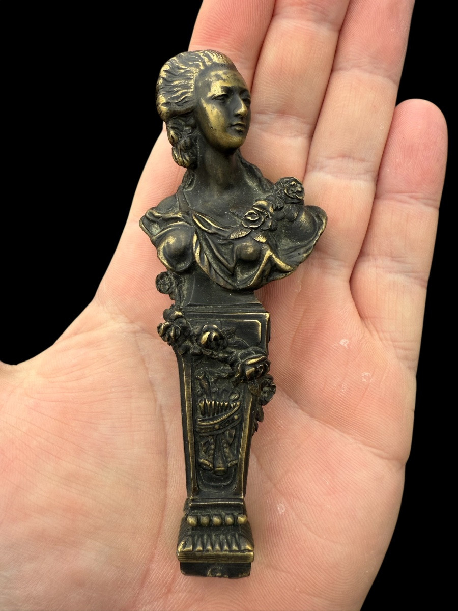 Bronze Sealing Wax Seal With The Buste Of Marie Antoinette - France - 19th Century-photo-4
