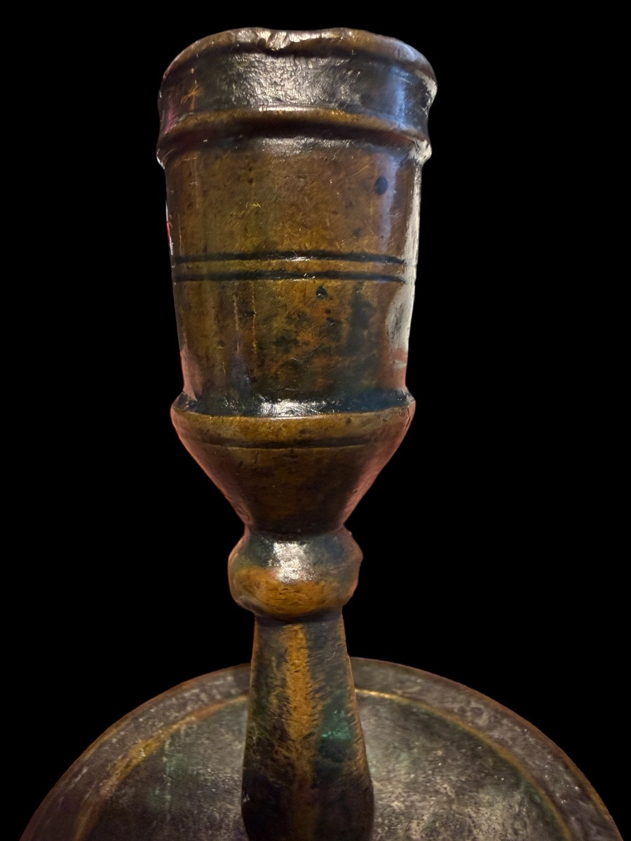 Small Patinated Bronze Candlestick - Ottoman? - 15th Century-photo-1