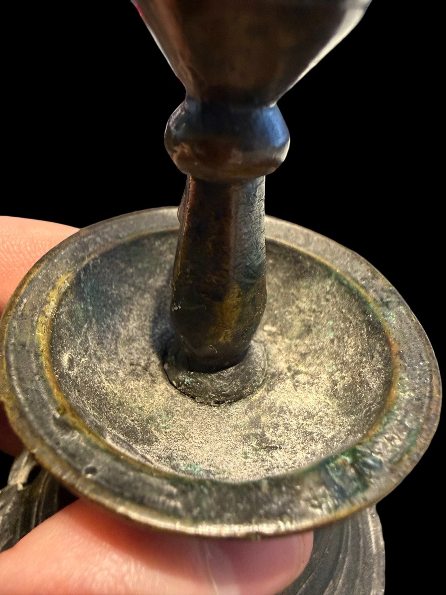 Small Patinated Bronze Candlestick - Ottoman? - 15th Century-photo-3