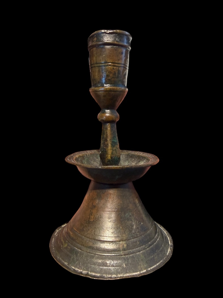 Small Patinated Bronze Candlestick - Ottoman? - 15th Century