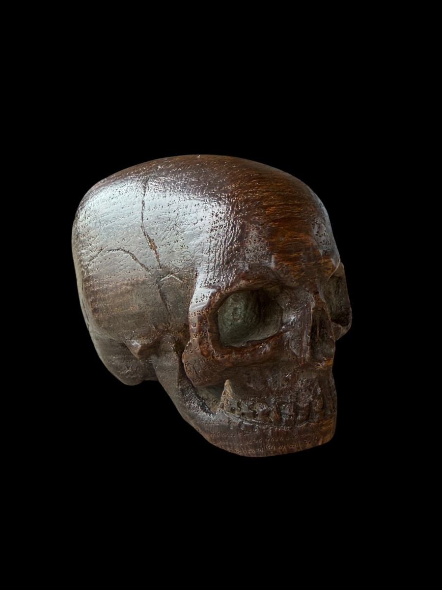 Crâne en bois ‘Memento Mori’ - Allemagne/France - 18e siècle-photo-1