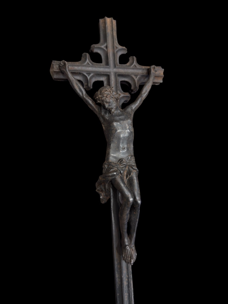 A Cast Iron Crucifix In The Neo-gothic Style "berliner Eisen" – Germany – 19th Century.-photo-1