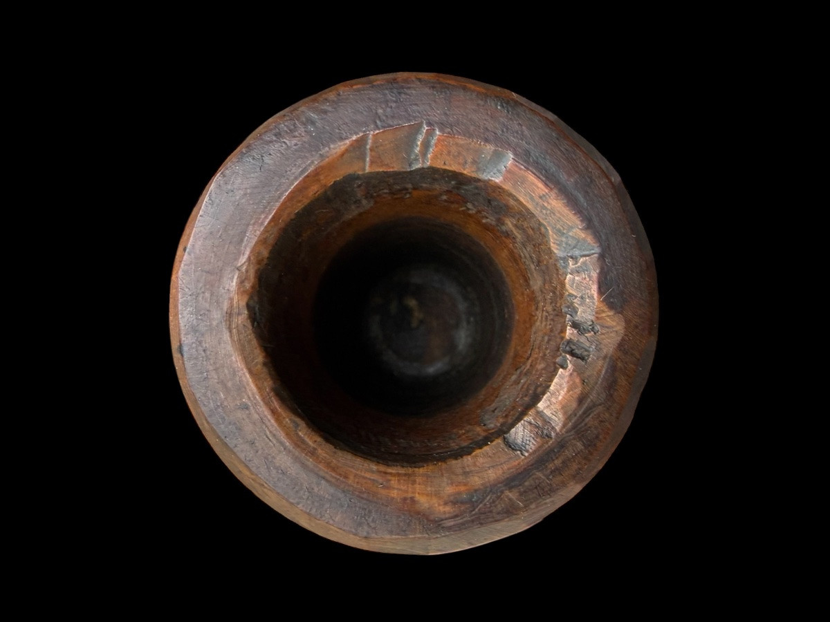 Small Boxwood Tobacco Mortar With Its Pestle - 17th/18th Century-photo-3