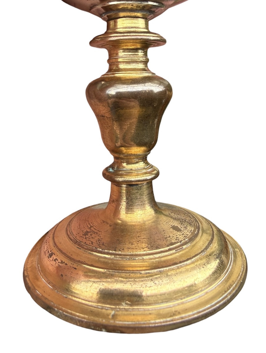 Petite Ciboire en argent vermeil avec pied en cuivre doré - Italie/France - 17e siècle-photo-3