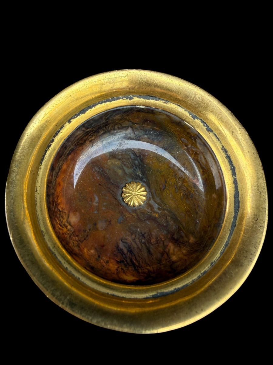 Small Agate Footed Cup With Gilt Copper Mount - Germany - 18th Century-photo-5