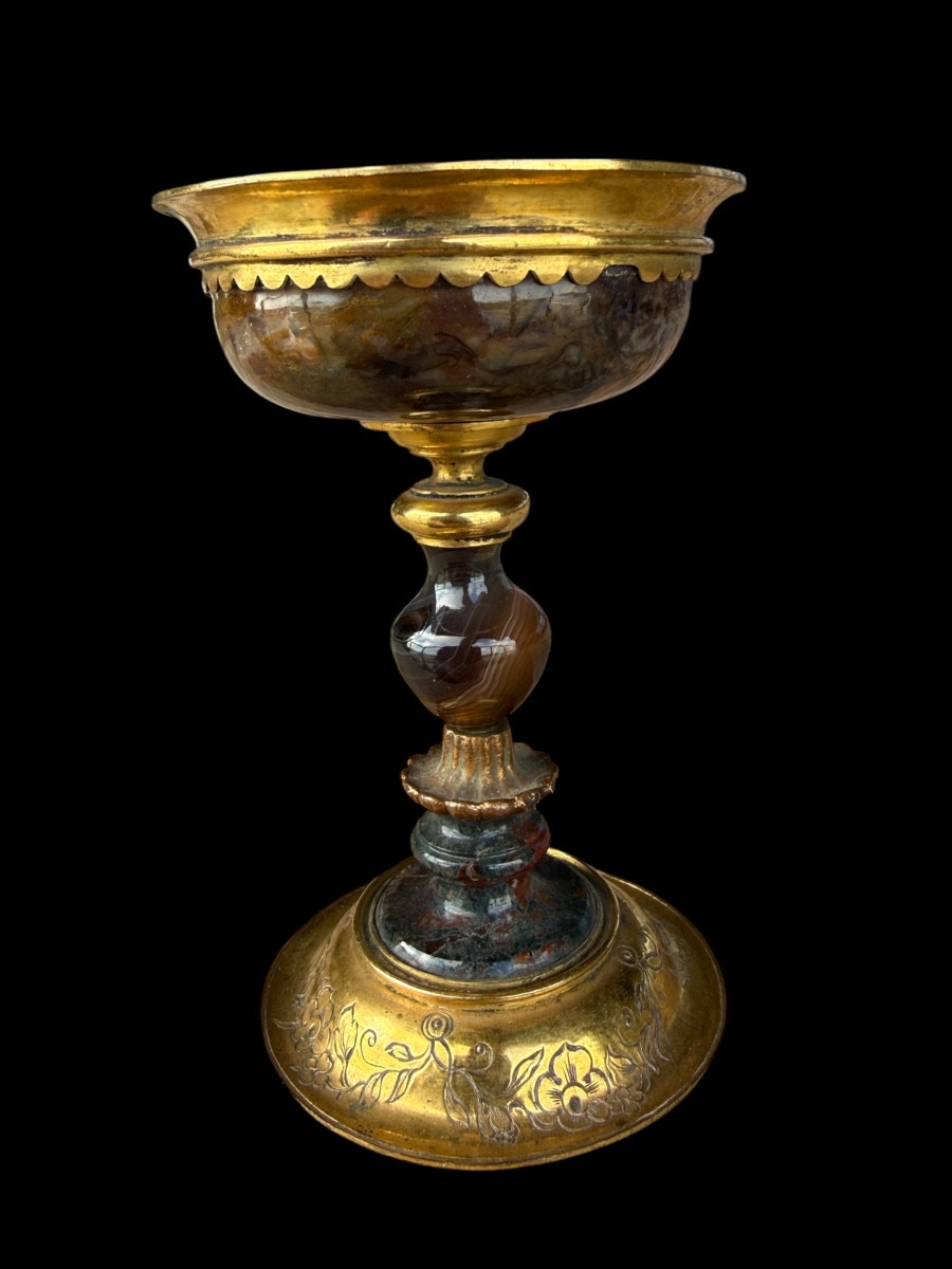 Small Agate Footed Cup With Gilt Copper Mount - Germany - 18th Century