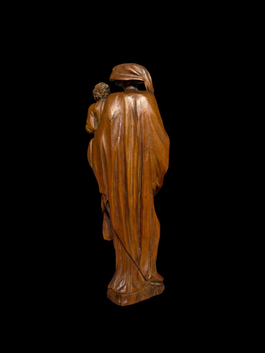  Vierge à l’Enfant en buis sculpté - Pays-Bas méridionaux (néerlandais / flamand) - 17e siècle-photo-1