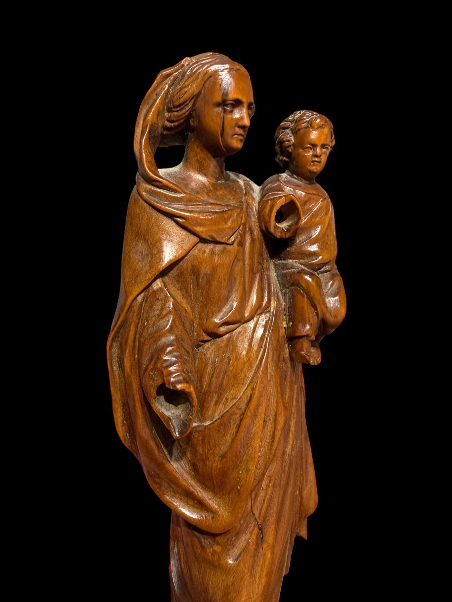  Vierge à l’Enfant en buis sculpté - Pays-Bas méridionaux (néerlandais / flamand) - 17e siècle-photo-2