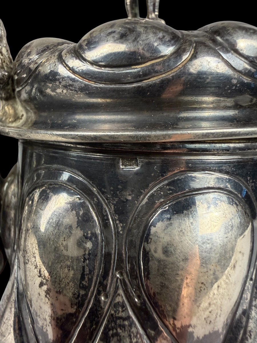 Pichet à couvercle en argent massif - Allemagne (Hanau) - 19e siecle-photo-3