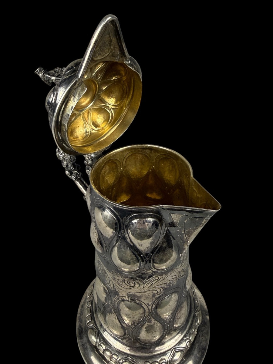 Pichet à couvercle en argent massif - Allemagne (Hanau) - 19e siecle-photo-4