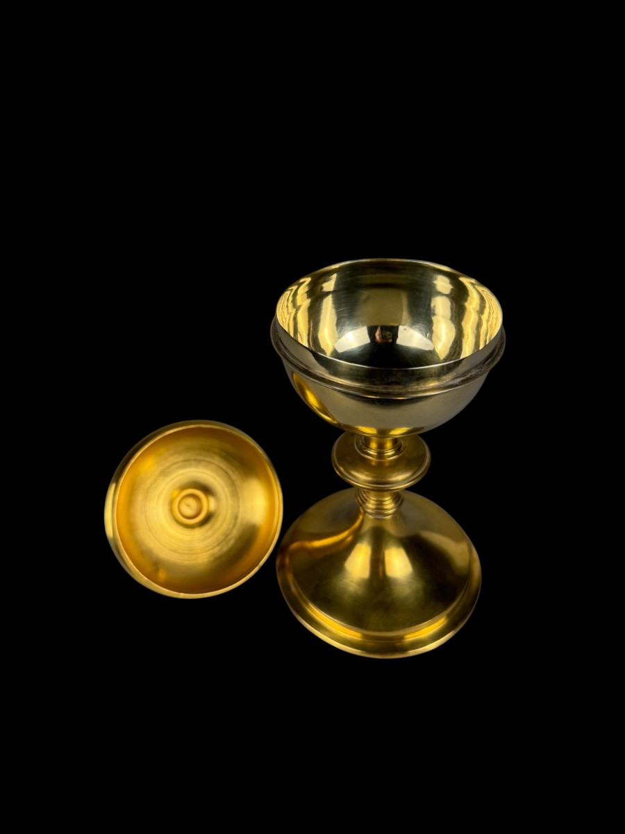 Ciboire en argent vermeil et metal doré - France - début 20e siecle-photo-1