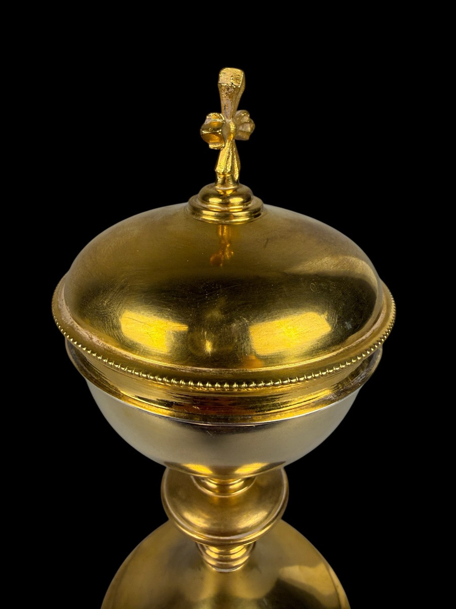 Ciboire en argent vermeil et metal doré - France - début 20e siecle-photo-2