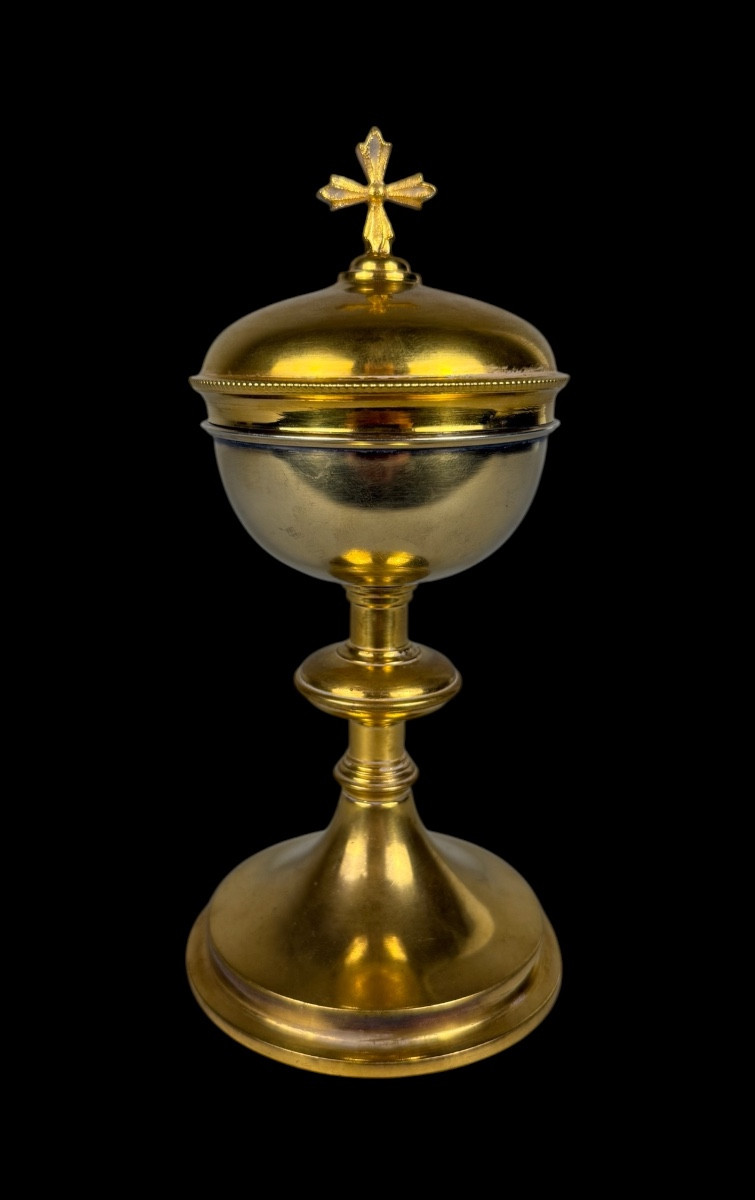Ciboire en argent vermeil et metal doré - France - début 20e siecle