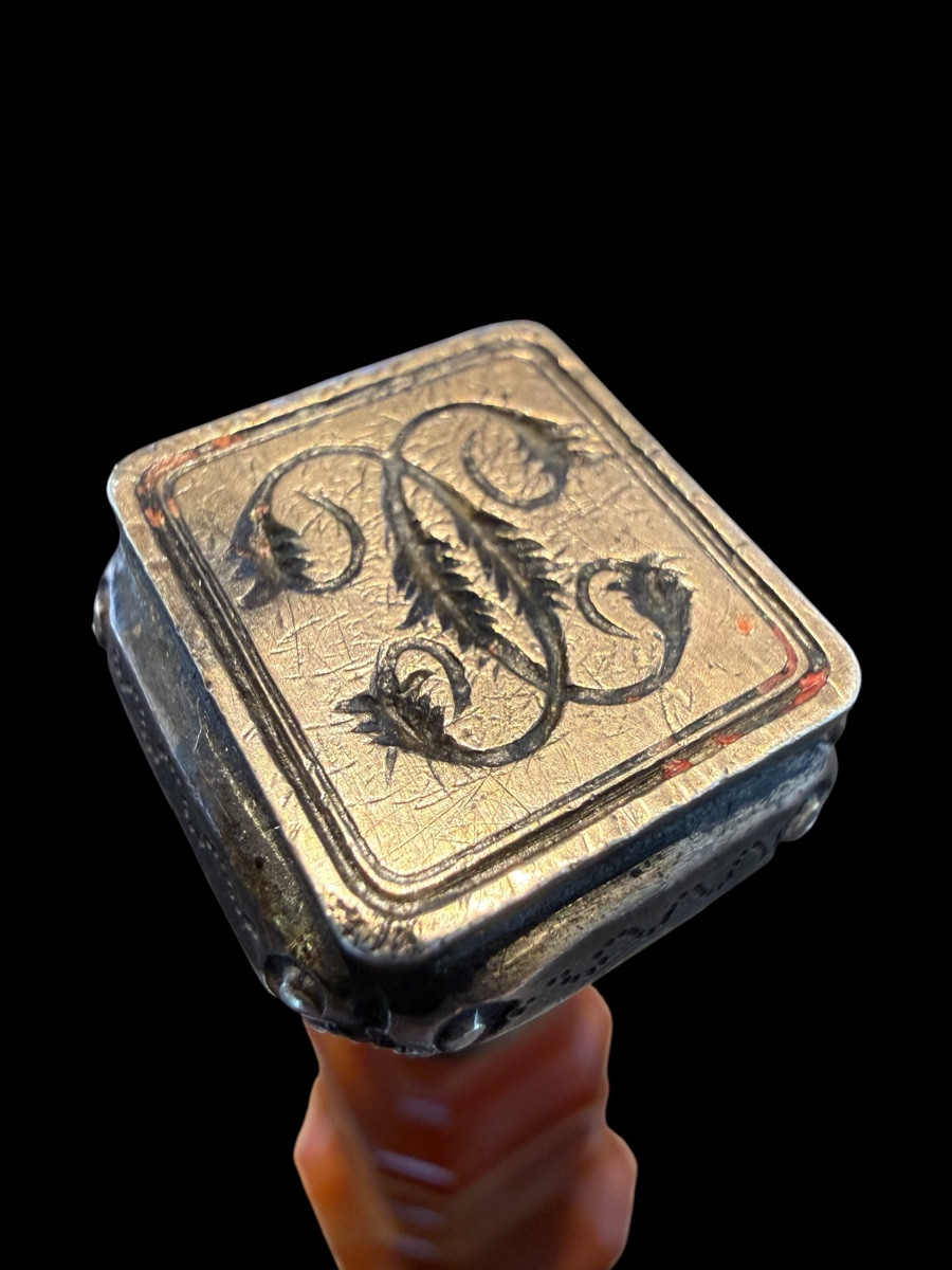Silver And Agate Wax Seal - 19th Century-photo-1