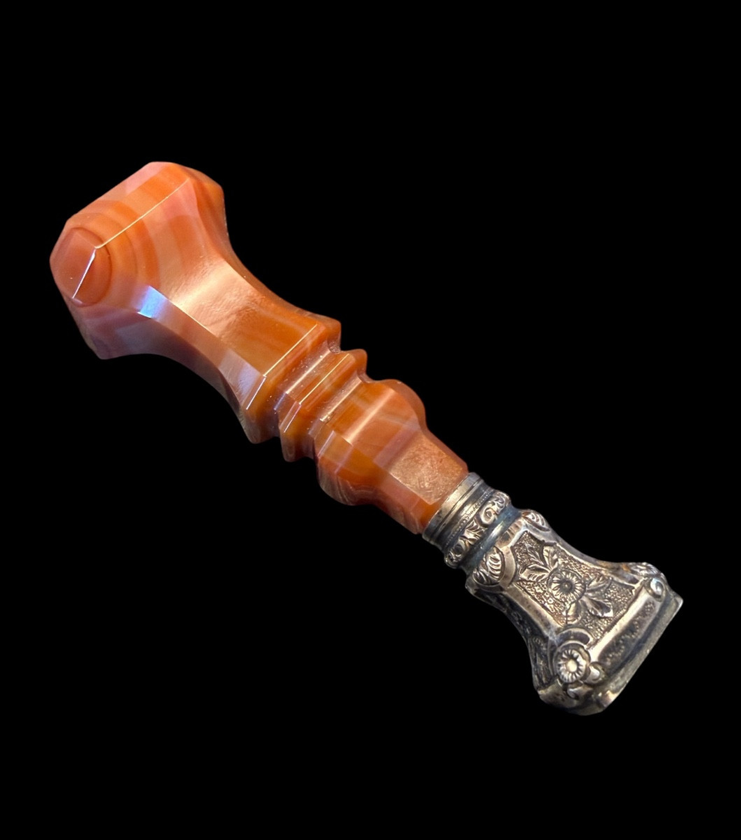 Silver And Agate Wax Seal - 19th Century