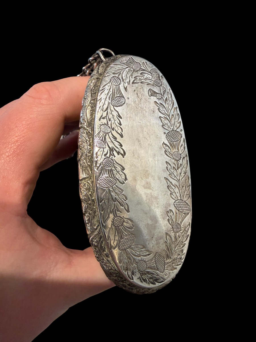 Horn With Tobacco Tin/tabatière With Sterling Silver And Citrine - Scotland - 19th Century-photo-3