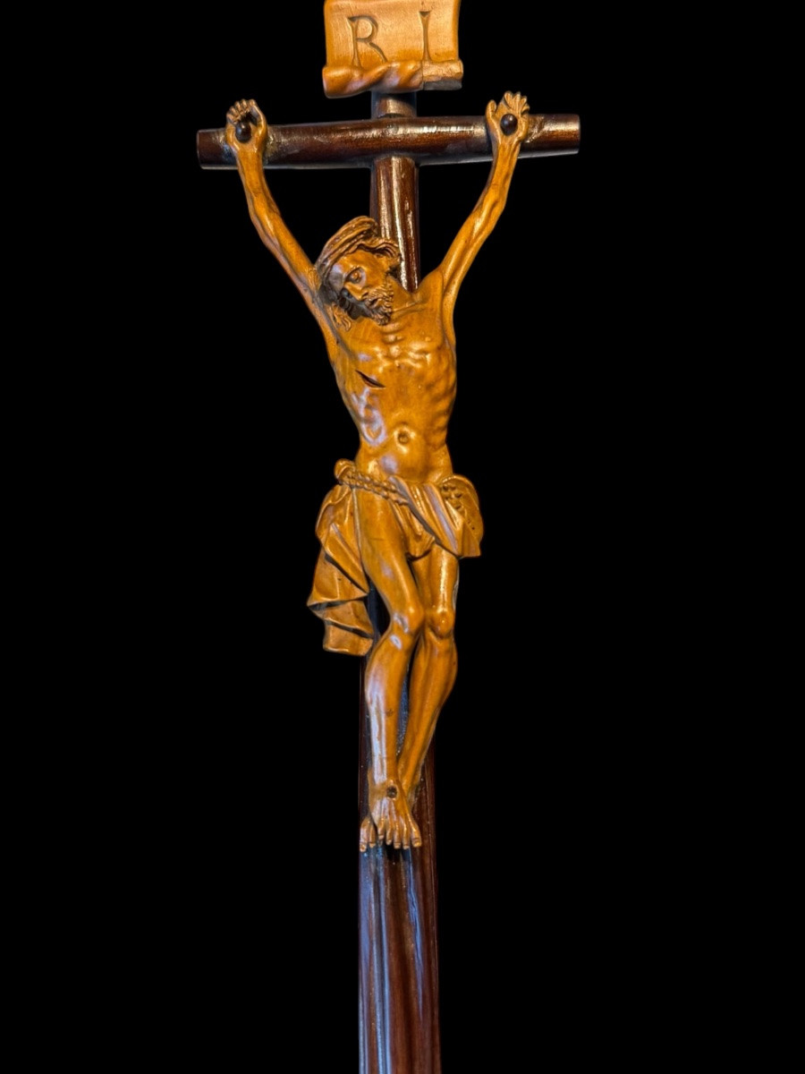 Standing Devotional Crucifix With Skull Base - Southern Germany - 17th Century-photo-2