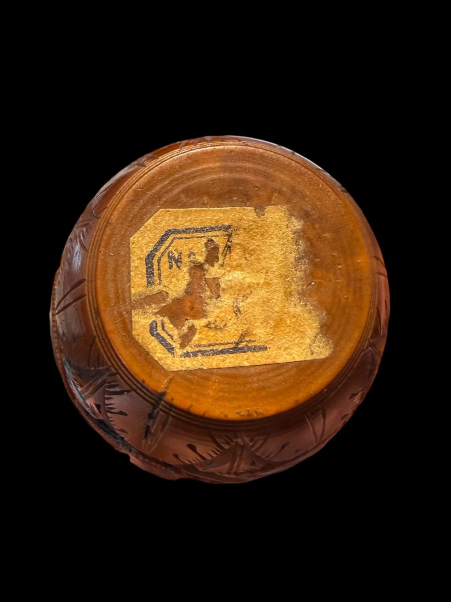 Tobacco Box In Sculpted Corozo Nut, Napoleontic Period - France - 18th Century-photo-4