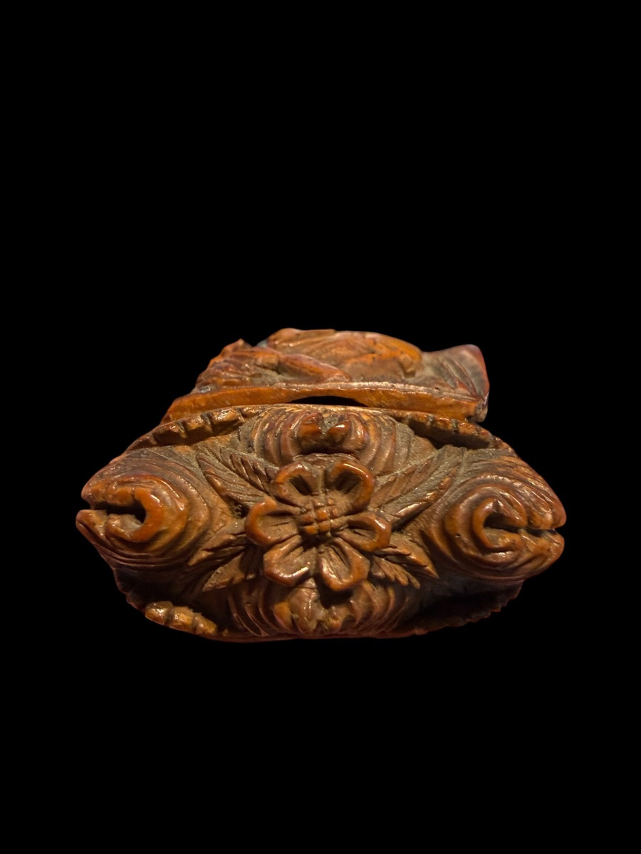 Boîte de tabac/tabatière en noix de corozo époque Napoleonienne - France - début 19e siècle-photo-2