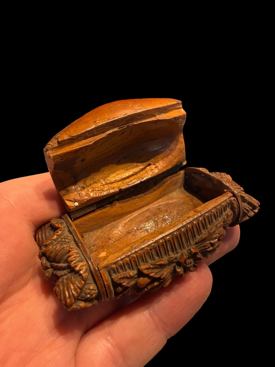 Boîte de tabac/tabatière en noix de corozo époque Napoleonienne - France - début 19e siècle-photo-3